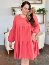 Load image into Gallery viewer, Light Green Double Take Full Size V-Neck Sleeve Tiered Dress with Pockets Elegant &amp; Comfortable Casual Dress
