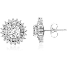 Load image into Gallery viewer, 14k Gold-Plated Brass Stud Earrings with 7mm Cubic Zirconia Center Stone
