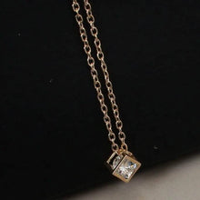 Load image into Gallery viewer, 14K Gold Love Cube Three-Dimensional Diamond Shape Necklace Cz Pendant
