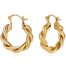 Load image into Gallery viewer, 14K Gold Plated Twisted Gold Chunky Hoop Earrings
