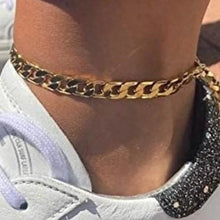 Load image into Gallery viewer, 14k Yellow Gold Filled High Polish Finsh Cubun Curb Link Anklet 5mm 9.5'' White/Yellow
