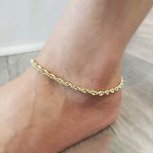Load image into Gallery viewer, 14k Yellow Gold Filled High Polish Finsh Rope Link Anklet 5mm 10'' White/Yellow
