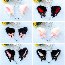 Load image into Gallery viewer, 15 Colors Beautiful Masquerade Halloween Cat Ears Cosplay Cat Ear Party Costume Bow Tie Bell Headwear Headband Gorgeous Hair Accessories For Women
