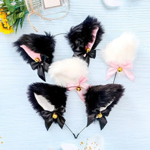 Load image into Gallery viewer, 15 Colors Beautiful Masquerade Halloween Cat Ears Cosplay Cat Ear Party Costume Bow Tie Bell Headwear Headband Gorgeous Hair Accessories For Women
