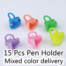 Load image into Gallery viewer, 15 Pcs School Students Writing Pencil Pen Holder Children Kids Learning Practice Silicone Pen Aid Grip Posture Correction Device Ergonomic Grip Aid Writing Tool Posture Correction
