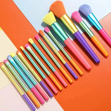 Load image into Gallery viewer, 15-Pieces: Rainbow Color High Quality Makeup Brush Set

