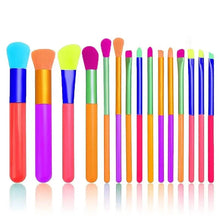 Load image into Gallery viewer, 15-Pieces: Rainbow Color High Quality Makeup Brush Set
