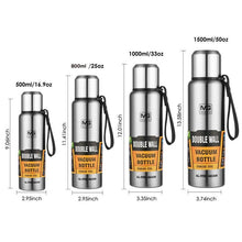 Load image into Gallery viewer, 1500ml Water Bottle Stainless Steel Cold Hydroflask Thermos Large Capacity Thermal Mug Cup Sport Cycling Vacuum Flask Insulated  Vacuum Insulated Thermos Water Bottle with Wide Mouth Cup BPA-Free Stainless Steel Water Bottles
