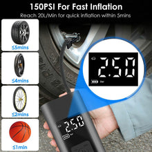 Load image into Gallery viewer, 150PSI Cordless Car Tire Pump 6000mAh Rechargeable Tire Inflator
