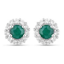 Load image into Gallery viewer, 1.81 Carat Dyed Emerald and White Topaz .925 Sterling Silver Jewelry Set
