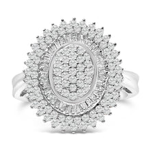Load image into Gallery viewer, Sterling Silver 2.0 Cttw Diamond Oval Halo Cocktail Ring
