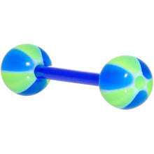 Load image into Gallery viewer, Bioplast Blue Green Beach Ball Barbell Tongue Ring
