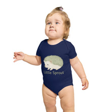 Load image into Gallery viewer, Hedgehog Short Sleeve Baby Bodysuit 'Little Sprout' Organic Cotton Gift for New Parents
