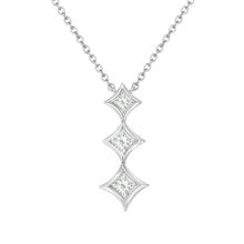 Load image into Gallery viewer, 10K White Gold 1/5 Cttw Princess Cut Diamond 3 Stone Drop 18" Pendant Necklace (H-I Color, SI2-I1 Clarity)
