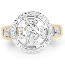 Load image into Gallery viewer, 14K Yellow Gold Plated 0.21 Carat Genuine White Diamond .925 Sterling Silver Ring
