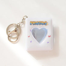 Load image into Gallery viewer, 16 Photos Card Holder 1 Inches Card Bag Photo Album Keychain Hollow Love Photo Holder Key Rings Holds Memory Album DIY Memorable Gifts For Loved Ones
