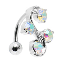 Load image into Gallery viewer, Top Mount Aurora Gem Vine Belly Ring
