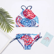 Load image into Gallery viewer, Girls Swimsuit Kids Swimwear Cute Print Kids Bikini Sets Girls Swimsuits Two Piece Bathing Suit Sets 3D Printed Swimwear Ruffle Style Children Swimwear Kids Beach Wear 2-16 Year
