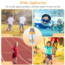 Load image into Gallery viewer, 16.2oz Leak-proof Kids Water Bottle with Straw Push Button
