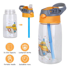 Load image into Gallery viewer, 16.2oz Leak-proof Kids Water Bottle with Straw Push Button
