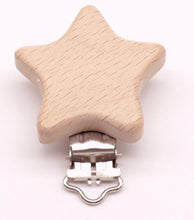 Load image into Gallery viewer, Modern Wood Naural Nipple Chain Accessories BPA Free Cute Modelling Beech Pacifier Clip Small Elephant Heart-shaped Holder for Pacifier
