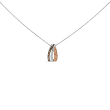 Load image into Gallery viewer, Tri Tone Sterling Silver 1/2 Cttw White and Brown Diamond Pendant Necklace
