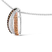 Load image into Gallery viewer, Tri Tone Sterling Silver 1/2 Cttw White and Brown Diamond Pendant Necklace
