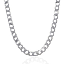 Load image into Gallery viewer, Rhodium Plated 8.4mm Sterling Silver Curb Style Chain

