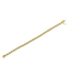 Load image into Gallery viewer, 10K Yellow Gold Plated .925 Sterling Silver 2.0 Cttw Round Diamond Cluster "X" Shaped Link Bracelet (H-I Color, I3 Clarity) - 7"
