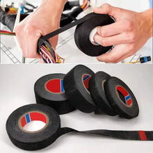 Load image into Gallery viewer, 5-Meter Heat-Resistant Electrical Tape – Black Polyester for Car &amp; Cable Management
