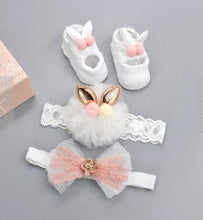 Load image into Gallery viewer, Flower Baby Girl Headband Socks Set Shoes With  Crown Bows Newborn Headbands For Girls Turban Baby Hair Accessories
