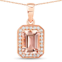 Load image into Gallery viewer, 1.51 Carat Genuine Morganite and White Diamond 14K Rose Gold Pendant
