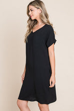 Load image into Gallery viewer, V-Neck Short Sleeve Dress with Pockets For Women – Casual, Versatile and Stylish Dress with Convenient Pockets for Everyday Wear
