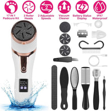 Load image into Gallery viewer, 17-Pieces Set: Electric Foot Callus Remover with Vacuum Foot Grinder Rechargeable
