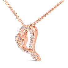 Load image into Gallery viewer, 14k Rose Gold Plated Silver 1/10 Cttw Diamond Open Heart Pendant Necklace
