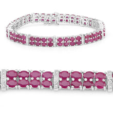 Load image into Gallery viewer, 17.65 Carat Glass Filled Ruby and White Topaz .925 Sterling Silver Bracelet

