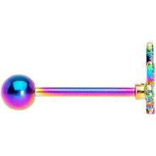Load image into Gallery viewer, Rainbow Titanium Anodized 3-D Pot Leaf Barbell Tongue Ring
