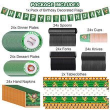 Load image into Gallery viewer, 171-Pieces: Baseball Birthday Party Disposable Dinnerware Set
