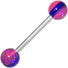 Load image into Gallery viewer, High Ball Blue Stripe Glitter Barbell Tongue Ring
