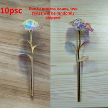 Load image into Gallery viewer, 10pcs Realistic Gilded Eternal Roses &amp; Crystal Flowers - Plastic Artificial Roses Suitable for Valentine's Day, Christmas, Weddings, Birthdays, Anniversaries - Elegant Table Centerpiece, Wedding Bouquets, &amp; Decorations - -Las
