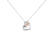 Load image into Gallery viewer, 14K Rose Gold Plated Sterling Silver 1/10 Cttw Diamond Paw &amp; Heart Pendant Necklace
