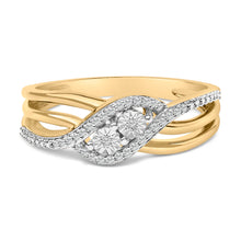 Load image into Gallery viewer, 14K Yellow Gold Plated Sterling Silver 1/10 Cttw Diamond Bypass Ring
