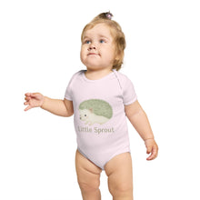 Load image into Gallery viewer, Hedgehog Short Sleeve Baby Bodysuit 'Little Sprout' Organic Cotton Gift for New Parents
