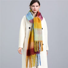 Load image into Gallery viewer, New Luxury Winter Soft Head Wraps Plaid Scarf Shawls Cashmere  Warm Cashmere Scarves Rainbow For Women
