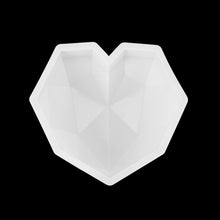Load image into Gallery viewer, 1/8 Cavity 3D Diamond Love Heart Shape Mold Silicone Chocolate Cookie Muffin Baking Tool Sponge Mousse Dessert Cake Decorating Diamond Heart Love Shape Silicone Mousse Cake Dessert Chocolate Molds Tray White Red
