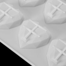 Load image into Gallery viewer, 1/8 Cavity 3D Diamond Love Heart Shape Mold Silicone Chocolate Cookie Muffin Baking Tool Sponge Mousse Dessert Cake Decorating Diamond Heart Love Shape Silicone Mousse Cake Dessert Chocolate Molds Tray White Red
