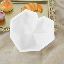 Load image into Gallery viewer, 1/8 Cavity 3D Diamond Love Heart Shape Mold Silicone Chocolate Cookie Muffin Baking Tool Sponge Mousse Dessert Cake Decorating Diamond Heart Love Shape Silicone Mousse Cake Dessert Chocolate Molds Tray White Red
