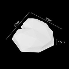 Load image into Gallery viewer, 1/8 Cavity 3D Diamond Love Heart Shape Mold Silicone Chocolate Cookie Muffin Baking Tool Sponge Mousse Dessert Cake Decorating Diamond Heart Love Shape Silicone Mousse Cake Dessert Chocolate Molds Tray White Red
