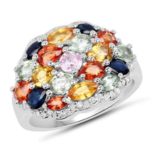 Load image into Gallery viewer, 2.85 Carat Genuine Multi Sapphire .925 Sterling Silver Ring
