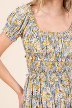 Load image into Gallery viewer, New Summer Flower Print Puff Sleeve Gathered Maxi Dress – Romantic and Feminine Floral Dress with Dramatic Sleeves

